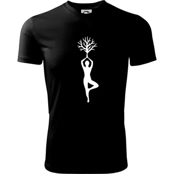 Chlapecké tričko Yoga strom - Dětské triko sportovní (dresovina) - 146 cm/10 let ( Černá )