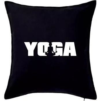 Polštář Yoga nápis - Polštář 50x50 - 50x50 - Pouze potah ( Černá )