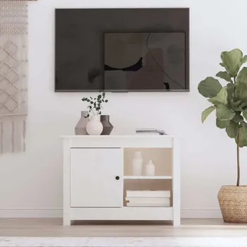 Televizní stolek vidaXL TV skříňka 70 x 36,5 x 52 cm masivní borové dřevo [814580] Barva: Bílá