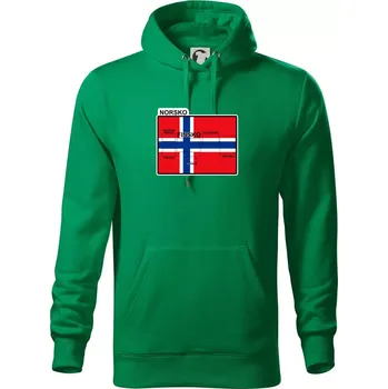 Pánská mikina Norsko vlajka další státy - Mikina pánská Cape s kapucí - 5XL ( Středně zelená )