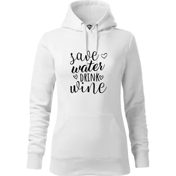 Dámská mikina Save water drink wine - Mikina dámská Cape s kapucí - 2XL ( Bílá )