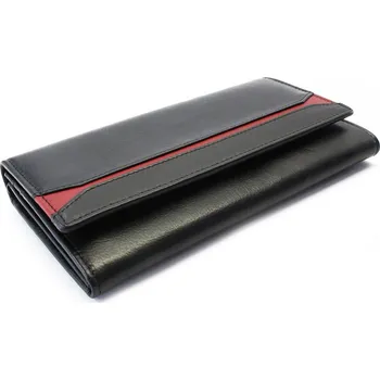 Peněženka Dámská kožená peněženka s klopnou Arwel 2407 - černá-červená