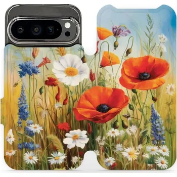 Pouzdro na mobilní telefon Flipové pouzdro Mobiwear - Google Pixel 9 Pro - VP43S Letní louka (Knížkové flip pouzdro, obal, kryt na mobil Google Pixel 9 Pro - VP43S Letní louka, materiál Umělá kůže + TPU - ochrana 360°, stojánek, silikonová vanička, magnetické zavírání)