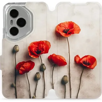 Pouzdro na mobilní telefon Flipové pouzdro Mobiwear - Honor 400 Pro - VP42S Vlčí máky (Knížkové flip pouzdro, obal, kryt na mobil Honor 400 Pro - VP42S Vlčí máky, materiál Umělá kůže + TPU - ochrana 360°, stojánek, silikonová vanička, magnetické zavírání)