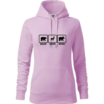 Dámská mikina Bear - Deer - Beer - Mikina dámská Cape s kapucí - S ( Orchid )