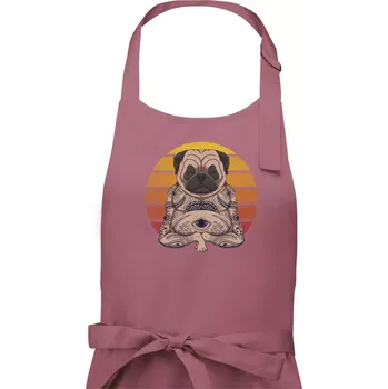 Kuchyňská zástěra Yoga meditace - pug - Dámská zástěra na vaření - Univerzální velikost ( Starorůžová )