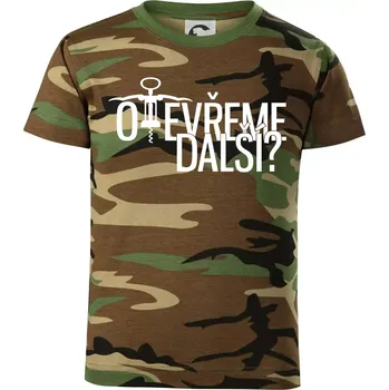 Chlapecké tričko Otevřeme další? - Dětské maskáčové triko - 122 cm/6 let ( Hnědý maskáč )