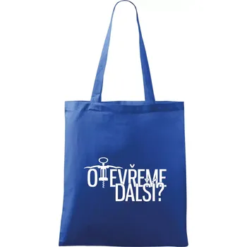Nákupní taška Otevřeme další? - Taška bavlněná - 42 x 38 cm ( Královská modrá )