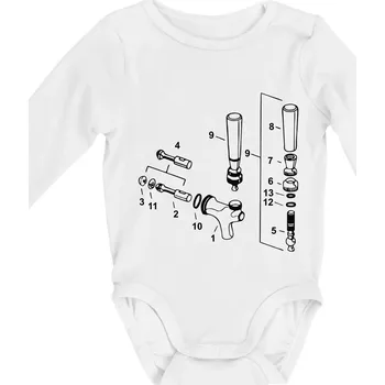 Pípa nákres - Body kojenecké s dlouhým rukávem - Dlouhý r. 3-6 měs ( Bílá )