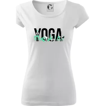 Dámské tričko Yoga nápis barevný - Dámské triko Pure - XS ( Bílá )