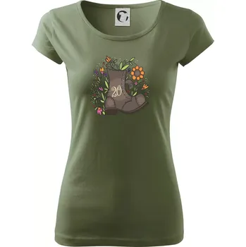 Dámské tričko Stará bota 20 - Dámské triko Pure - 2XL ( Khaki )