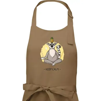 Kuchyňská zástěra Yoga - keep calm kreslený - Dámská zástěra na vaření - Univerzální velikost ( Cappuccino )