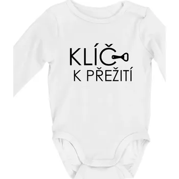 Klíč k přežití otvírák - Body kojenecké s dlouhým rukávem - Dlouhý r. 6-12 měs ( Bílá )