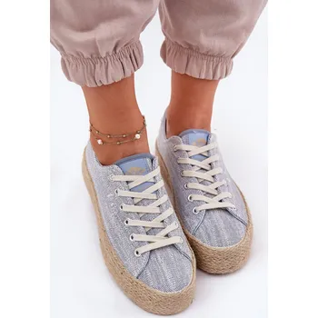 Dámské tenisky Dámské Tenisky Na Platformě S Pletením Lee Cooper LCW-25-02-3284 Barva: Modrá, Velikost: 37