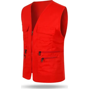 Pánská vesta Pánská vesta s výstřihem do V na zip Barva: Červená, Velikost: XL