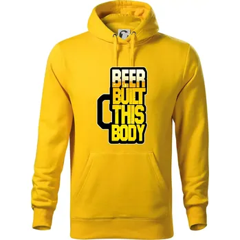 Pánská mikina Beer built this body - Mikina pánská Cape s kapucí - 3XL ( Žlutá )