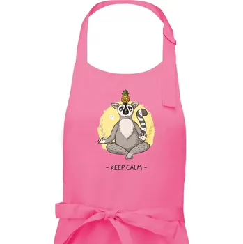 Kuchyňská zástěra Yoga - keep calm kreslený - Dámská zástěra na vaření - Univerzální velikost ( Růžová )