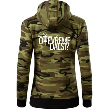 Dámská mikina Otevřeme další? - Dámská mikina trendy zipper s kapucí - XS ( Zelený maskáč )