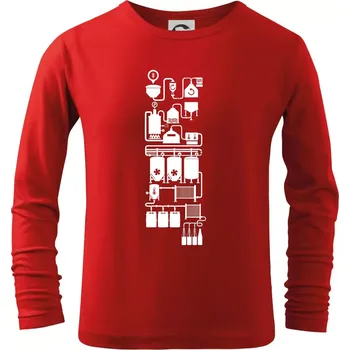 Chlapecké tričko Příběh piva - Triko dětské Long Sleeve - 122 cm/6 let ( Červená )