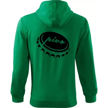 Pánská mikina Pivo zátka - Mikina s kapucí na zip trendy zipper - 3XL ( Středně zelená )