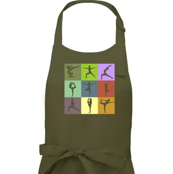 Kuchyňská zástěra Yoga abeceda - Pánská zástěra na vaření - Univerzální velikost ( Khaki )