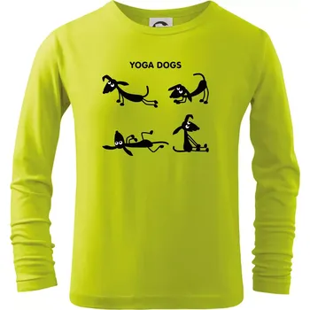 Chlapecké tričko Psí yoga (Hana-creative) - Triko dětské Long Sleeve - 122 cm/6 let ( Limetková )