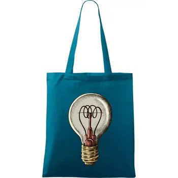 Retro žárovka - Taška bavlněná - 42 x 38 cm ( Petrolejová )