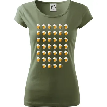 Dámské tričko Narozeniny - 40x pivo - Dámské triko Pure - XL ( Khaki )