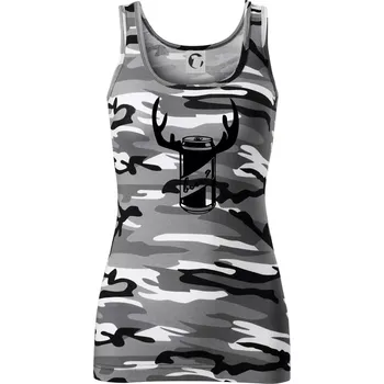 Dámské tričko Pivo plechovka - Dámské Maskáčové tílko - XS ( Šedý maskáč )