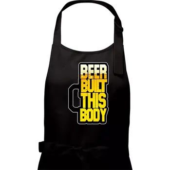 Kuchyňská zástěra Beer built this body - Dámská zástěra na vaření - Univerzální velikost ( Černá )