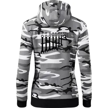 Dámská mikina Opravář piva - Dámská mikina trendy zipper s kapucí - XS ( Šedý maskáč )