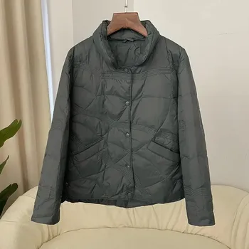 Dámská parka Dámská zimní prošívaná bunda s knoflíky Barva: Šedá, Velikost: M