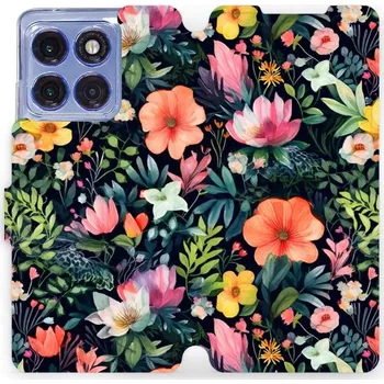 Pouzdro na mobilní telefon Flipové pouzdro Mobiwear - Motorola Edge 60 Pro - VP48S Pestré kvítky (Knížkové flip pouzdro, obal, kryt na mobil Motorola Edge 60 Pro - VP48S Pestré kvítky, materiál Umělá kůže + TPU - ochrana 360°, stojánek, silikonová vanička, magnetické zavírání)