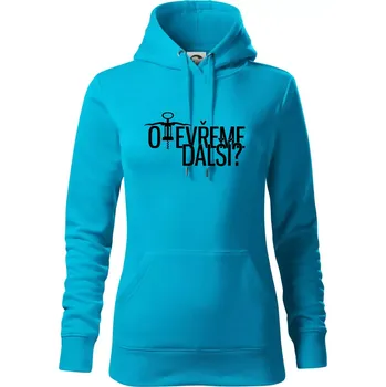 Dámská mikina Otevřeme další? - Mikina dámská Cape s kapucí - 2XL ( Světlý tyrkys )