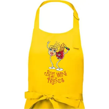 Kuchyňská zástěra Best wine friends dancing (Pecka design) - Dámská zástěra na vaření - Univerzální velikost ( Žlutá )