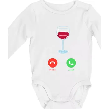 Víno volá (Pecka design) - Body kojenecké s dlouhým rukávem - Dlouhý r. 3-6 měs ( Bílá )