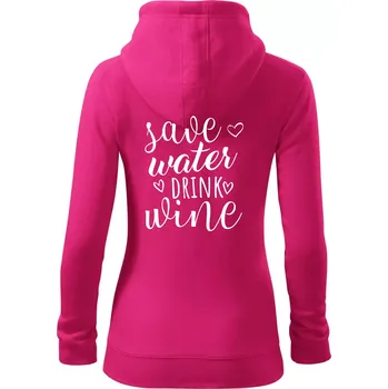 Dámská mikina Save water drink wine - Dámská mikina trendy zipper s kapucí - XL ( Purpurová )