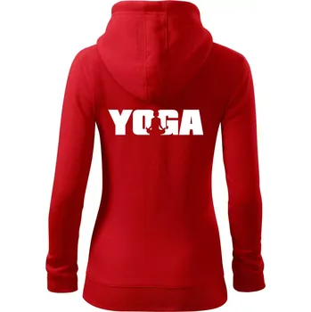 Dámská mikina Yoga nápis - Dámská mikina trendy zipper s kapucí - S ( Červená )