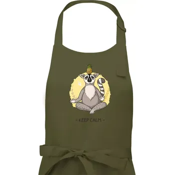 Kuchyňská zástěra Yoga - keep calm kreslený - Pánská zástěra na vaření - Univerzální velikost ( Khaki )