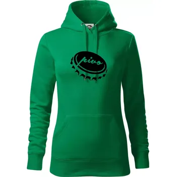 Dámská mikina Pivo zátka - Mikina dámská Cape s kapucí - XS ( Středně zelená )