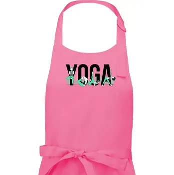 Kuchyňská zástěra Yoga nápis barevný - Pánská zástěra na vaření - Univerzální velikost ( Růžová )