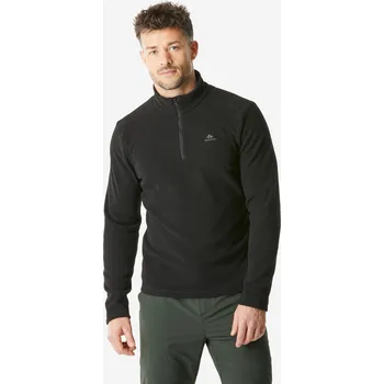 Pánská mikina QUECHUA Pánská turistická fleecová mikina s polovičním zipem MH 100 M ČERNÁ