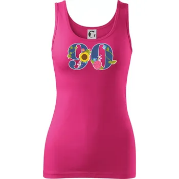 Dámské tričko Květinové číslo kreslené - 90 - Dámské tílko - M ( Purpurová )