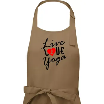 Kuchyňská zástěra Live Love Yoga - Pánská zástěra na vaření - Univerzální velikost ( Cappuccino )