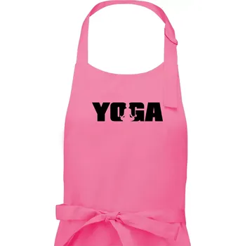 Kuchyňská zástěra Yoga nápis - Dámská zástěra na vaření - Univerzální velikost ( Růžová )