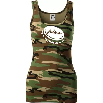 Dámské tričko Pivo zátka - Dámské Maskáčové tílko - XS ( Hnědý maskáč )