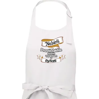 Kuchyňská zástěra Nežárli pro pány 40 - Pánská zástěra na vaření - Univerzální velikost ( Bílá )