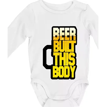 Beer built this body - Body kojenecké s dlouhým rukávem - Dlouhý r. 6-12 měs ( Bílá )