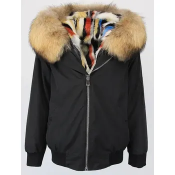 Dámská parka Dámská parka z mývalí kožešiny s kapucí a teplou podšívkou Velikost: L, Barva (Varianta): black natural