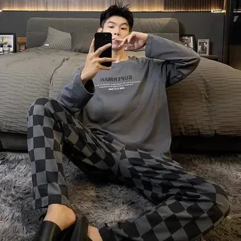 Pánské pyžamo s dlouhým rukávem – zateplený komplet na doma Velikost: 3XL, Barva (Varianta): G3204